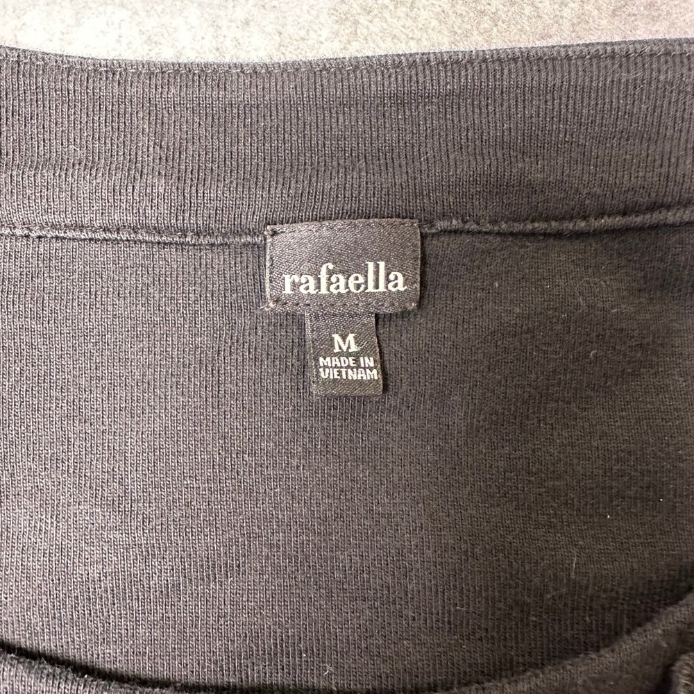 Rafaella‎ Black 3/4 Sleeve Crew Neck Top with Ring Detail Women's Size M - Picture 7 of 12